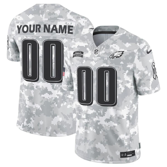 Men's Philadelphia Eagles Active Player Custom 2024 F.U.S.E Arctic Camo Salute to Service Limited Football Stitched Jersey